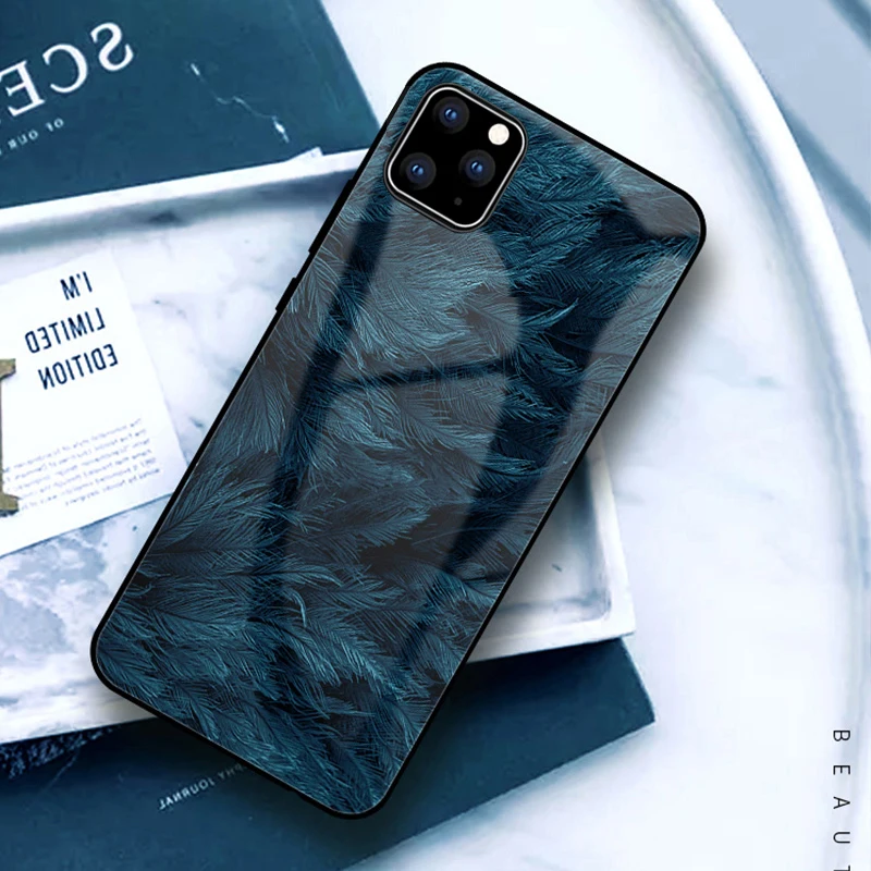 Pattern 3 Auroras для iPhone 11 Pro Чехол из закаленного стекла с принтом перьев для Apple iPhone 11 11 Pro Max чехол s - Цвет: Pattern 3