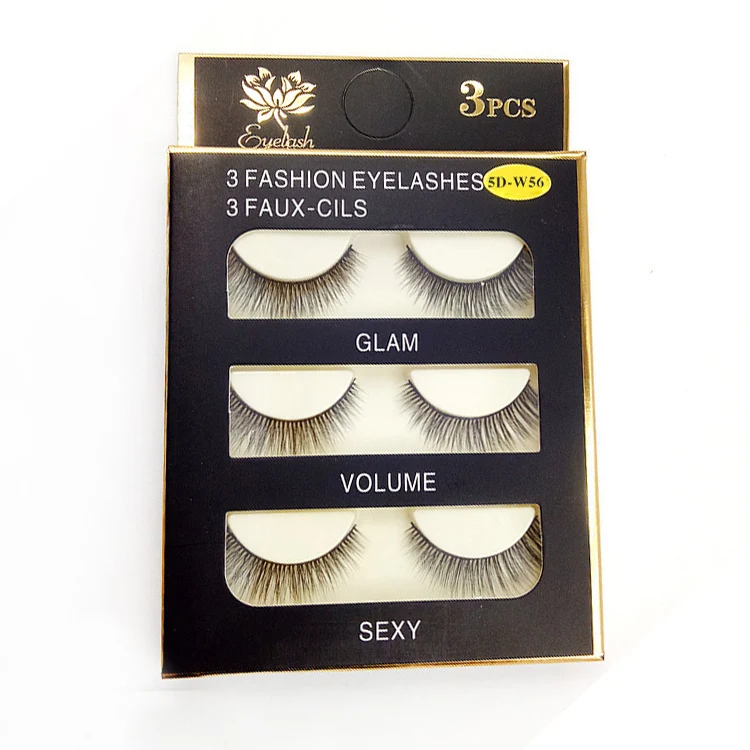 

3pcs 3D False Eyelashes hand made fake lashes black cotton stalk natural long soft eye lash reuse daily eye extension 5D-W56