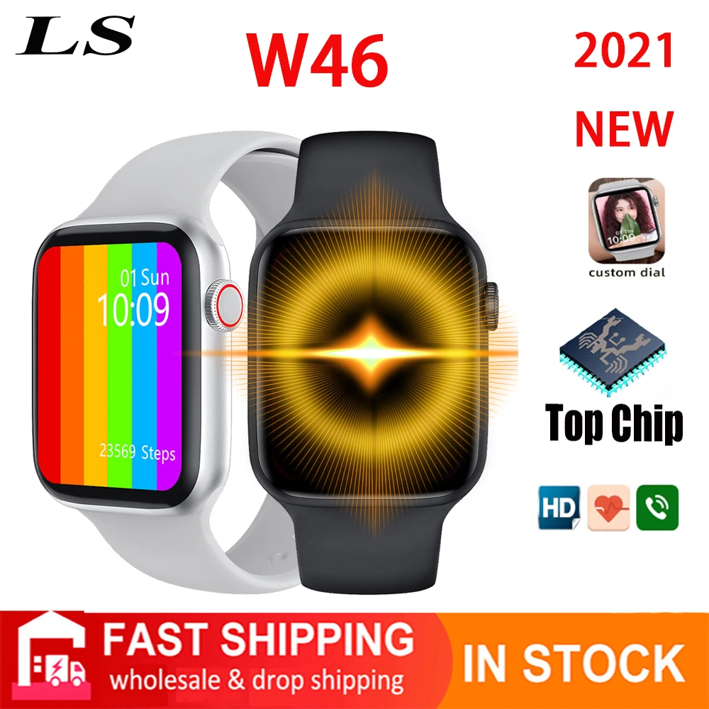 

Original IWO W46 smart watch 1.75 inch full touch DIY dial for IOS Android PK IWO 12 13 10 PRO T500 + PLUS T800 T900 W26 W56 X7