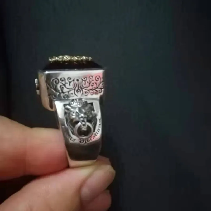 S925 чистое серебро, мужское кольцо со львом и драгоценным камнем, 925 серебряное кольцо для мужчин, тайское серебряное кольцо на указательный палец, мужское модное серебряное кольцо