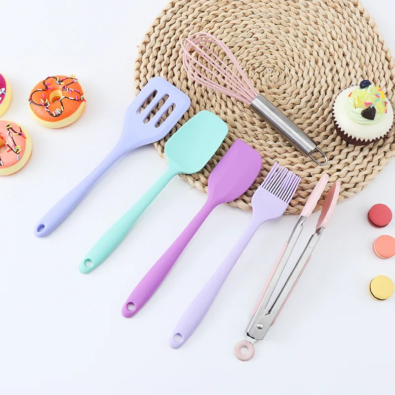 

Cake Supplies Baking Silicone Spatula Set, 6-piece Silicone Kitchenware Set, Including Whisk, Spatula, Clamp, Spatula, Oil Brush