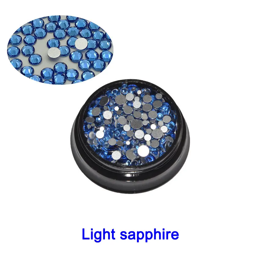 light blue 1 коробка кристаллы опаловые Стразы для ногтей разные размеры стеклянные опаловые стразы аксессуары для ногтей Стразы 3D украшения для ногтей - Цвет: light blue