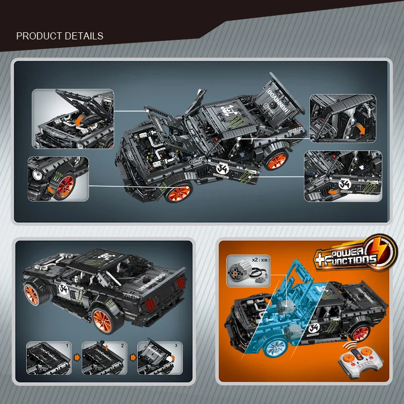 23009 Ford Mustang Hoonicorn гоночный автомобиль высокотехнологичный MOC-22970 подходит 20102