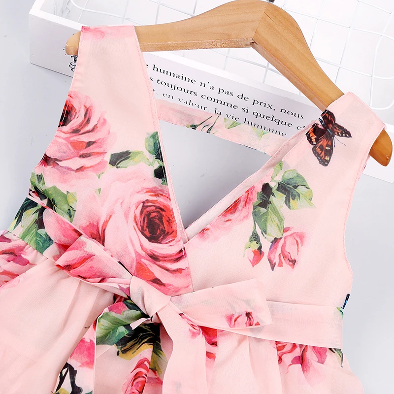 

HE Hello Enjoy Fashion Little Girls Clothes Summer Flower Sleeveless Princess Dress Elegant Cute Toddler Kids Costume Vestidos