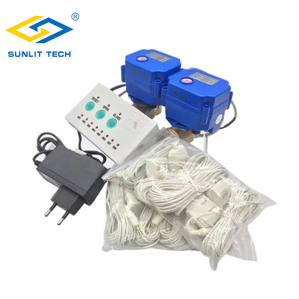 Датчик утечки воды с сигнализацией и клапаном DN15 2 шт. для умного дома защита от