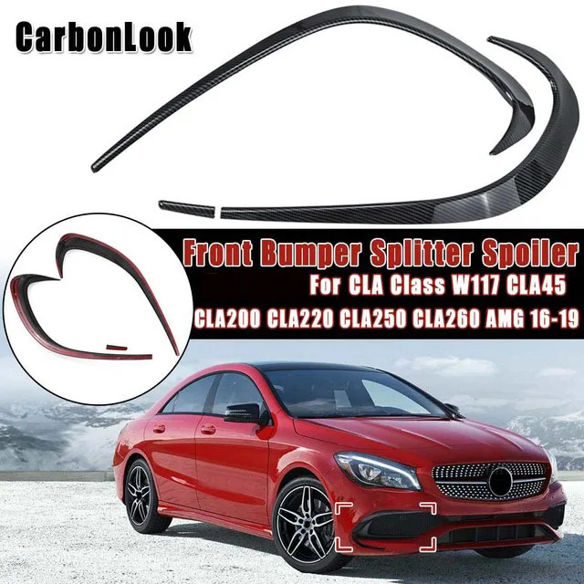 Разветвитель переднего бампера из углеродного волокна спойлер для Mercedes Benz W117 CLA45