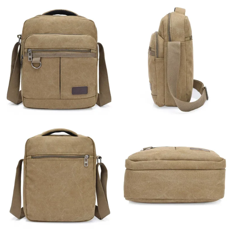 Men Canvas Crossbody Bags Travel Casual  Travel School Retro Tote Zipper Messenger Bag Shoulder Bag Good Qualtiy Outdoor Handbag