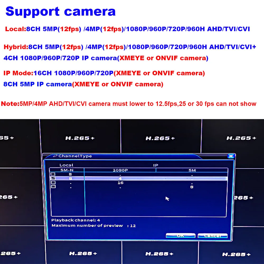 XMeye H.265 + 5M-N 8CH DVR AHD TVI CVI XVI CVBS IP 6 в 1 детектор человека HDD CCTV видеорегистратор для