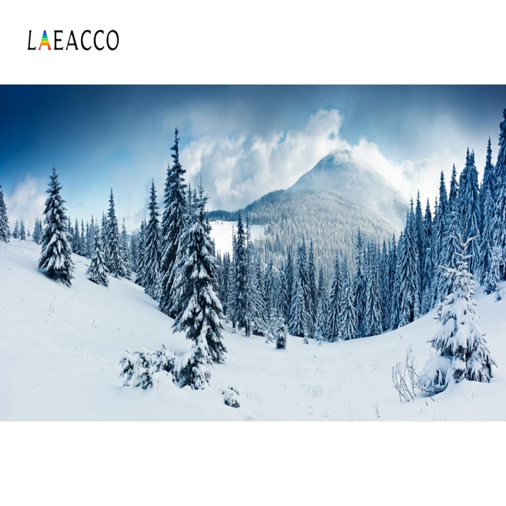 Laeacco Snow Mountain Pinewood Декорации для фотосъемки детский портретный Фотофон