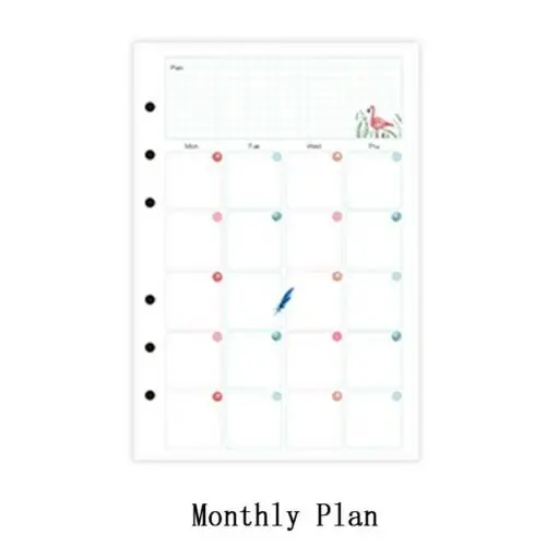 Monthly Plan A5/A6/A7 многоцветной планировщик дневник вставка заправка расписание Органайзер план 45 листов бумаги - Цвет: Monthly Plan