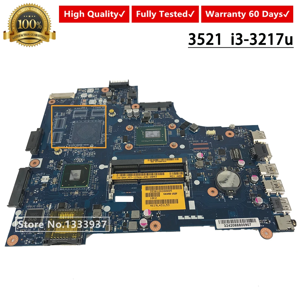 

0HKJ53 HKJ53 CN-0HKJ53 материнская плата для DELL 3521 материнская плата для ноутбука VAW00 LA-9104P i3-3217U HM76