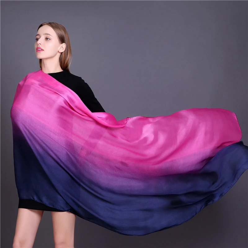 Роскошный брендовый женский шелковый шарф LARRIVED из чистого шелка шали