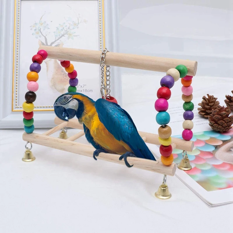 

Bird Parrot Toy Hanging Bird Swing & Bird Parrot Cage Toys, Hanging Bell Pet Bird Cage Hammock Swing Toys for Parrots