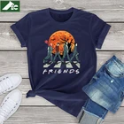 Футболка Friends Horror на Хэллоуин, женская одежда, хлопковая футболка, женская футболка с графическим рисунком на Хэллоуин, негабаритная уличная одежда унисекс для девочек