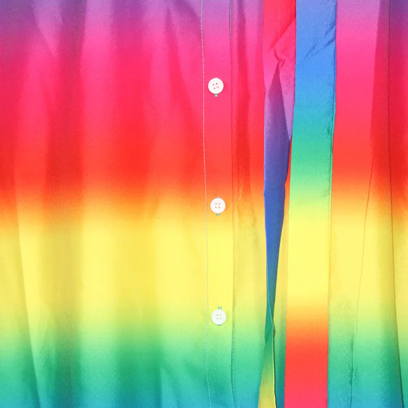 Женское винтажное платье-рубашка на пуговицах длинное Радужное в полоску с