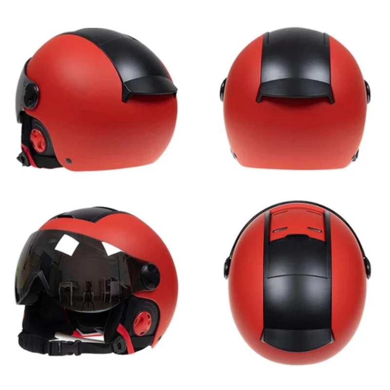 Red Black LOCLE CE Certification Skiing Helmet Men Women Ski Helmet Outdoor Sports Ski Snowboard/Skateboard Helmet ABS+PC+EPS 52-63cm - Цвет: Red Black