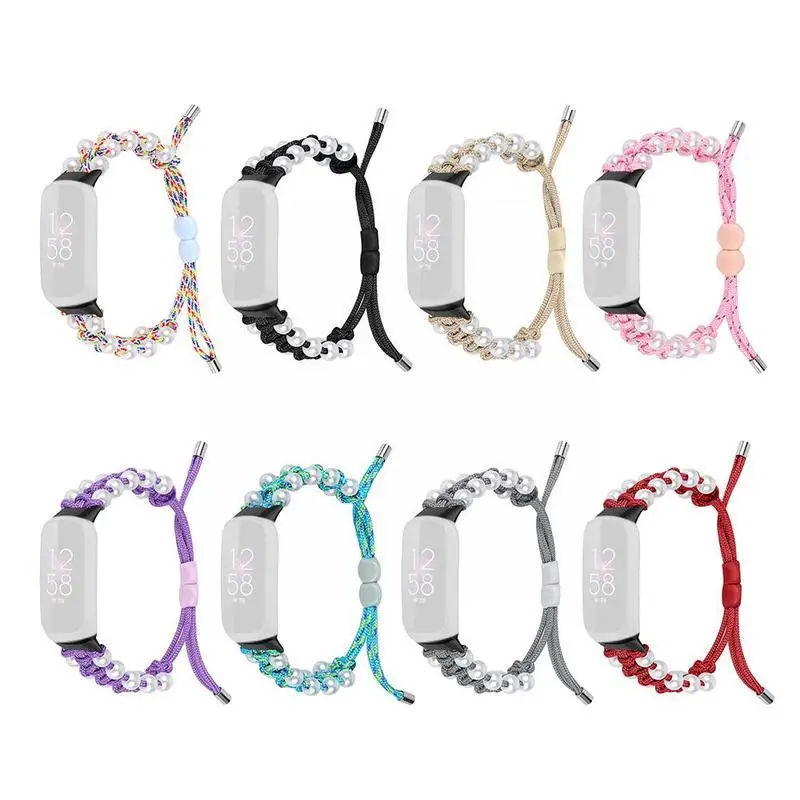 

Подходит для смарт-браслета Fitbit Luxe, плетеный браслет, сменный Плетеный жемчужный умный роскошный ремешок для часов, спортивный ремешок W0X2