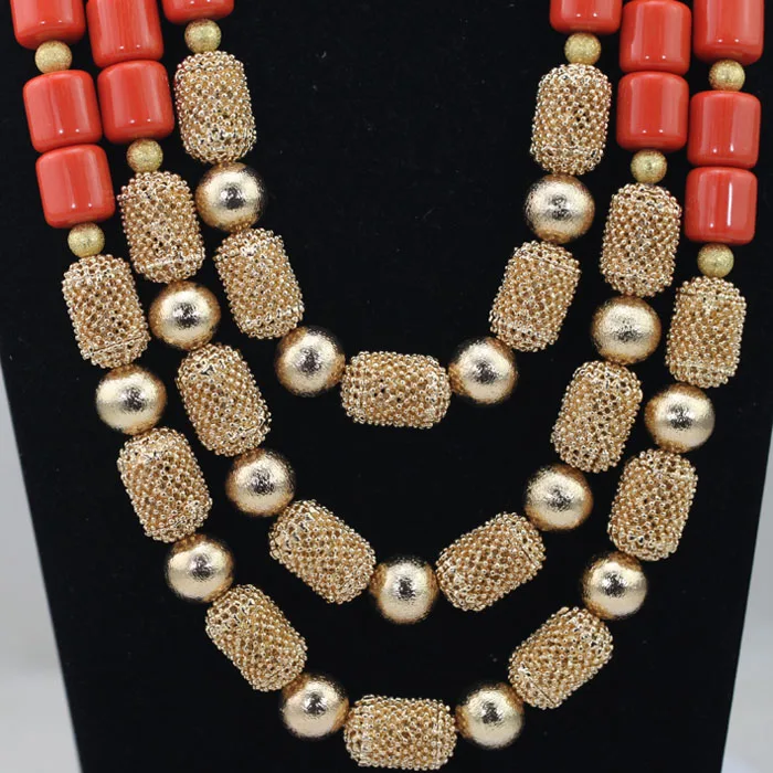 Традиционный нигерийский Свадебный комплект ювелирных изделий из коралловых