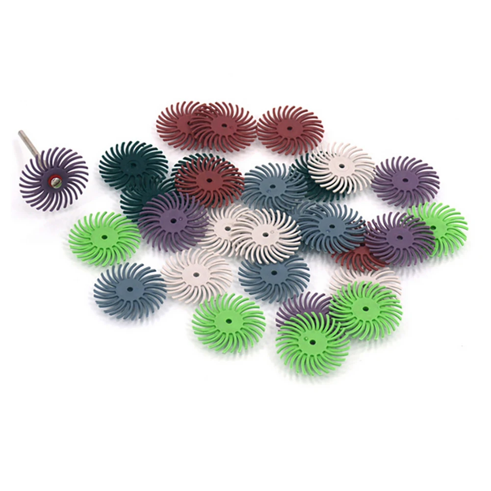 24pcs Dremel Accessories Radial Bristle Abrasive Brush Polishing Buffing Wheel Mixed Grit +2pcs Mandrel for Rotary Tools D9 | Инструменты