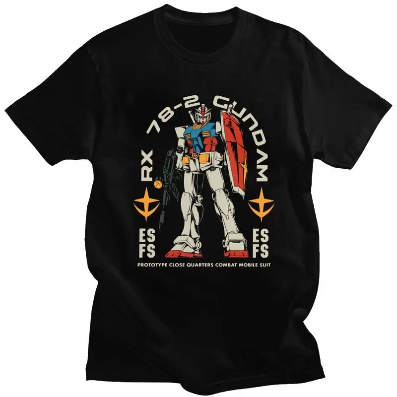 

Модная Винтажная Футболка RX 78 Gundam, Мужская футболка с коротким рукавом, с японским аниме, с механическим роботом, манга, мейча, футболка с при...