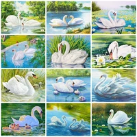 zooya animal diamond mosaic swan 5d diy diamond painting river full embroidery kits decoration for home