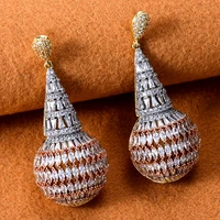 brand new romantic luxury gorgeous round ball pendant earrings for women wedding party cz dubai bridal earrings trendy jewelry