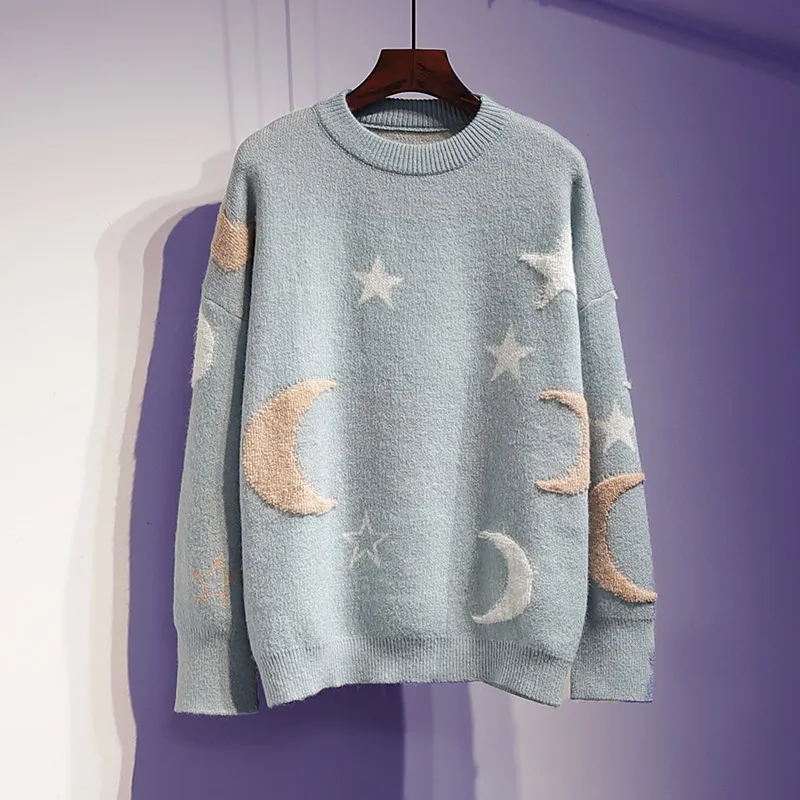 Blue Sweater Trytree Осень Зима Женский комплект из двух предметов Повседневный Топ с круглым вырезом+ юбка в горошек вуаль модный офисный Женский до середины икры комплект из 2 предметов - Цвет: Blue Sweater
