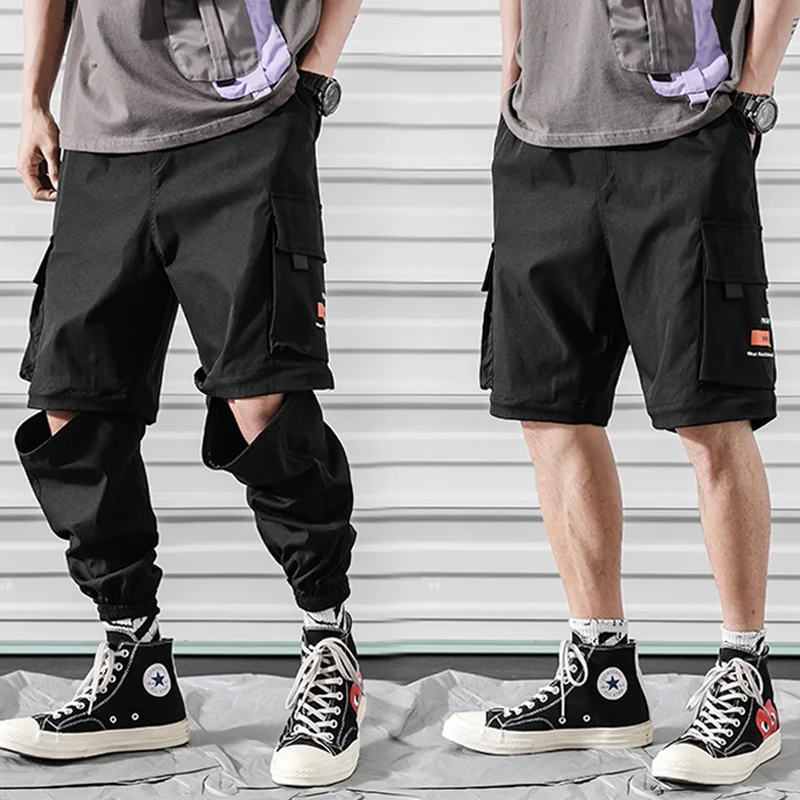 

Unique Detachable Cargo Pants Men Shorts Spring Summer Casual Loose Sweatpants Joggers Male Korean Hip Hop Sport Harem Trousers