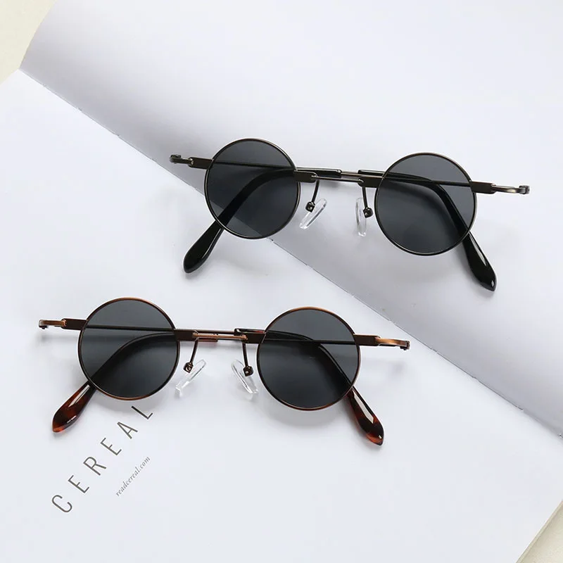

Vintage Small Metal Frame Round Sunglasses Women Luxury Designer Tinted Color Lens Shades Steampunk Wide Bridge Driving Glasses