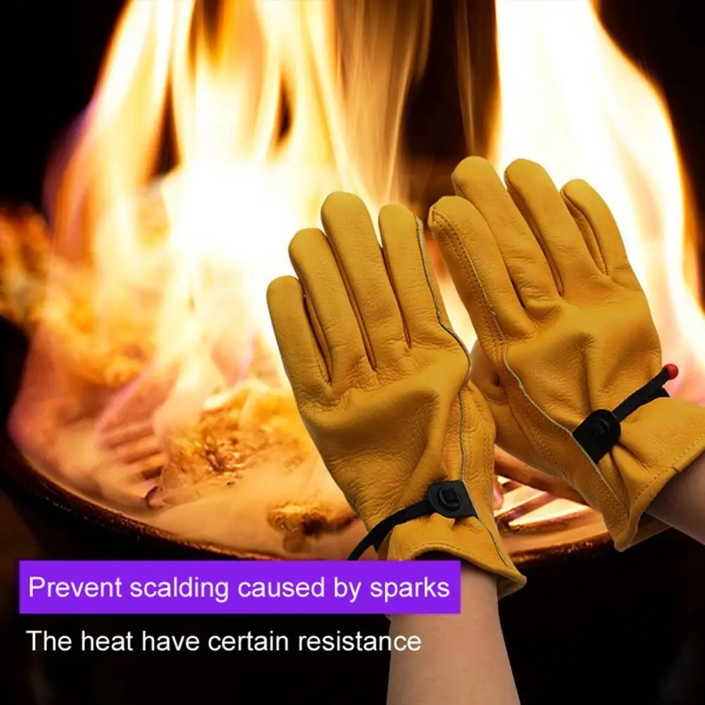 

Comfortable Cowhide Protective Anti Scald Heat Resistant Gloves for Outdoor