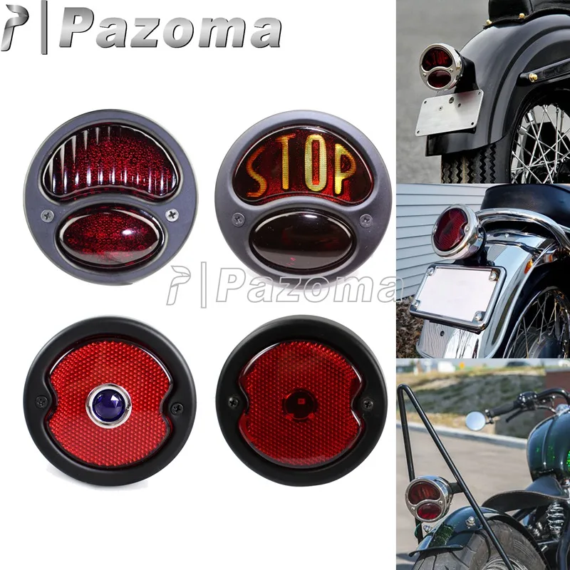 

Vintage Old School Motorcycle Tail Brake Light License Plate Light Round Rear Lamp for Harley Chopper Bobber Cafe Racer Scramble