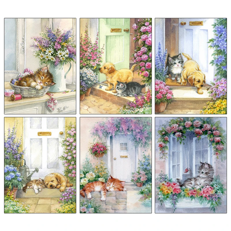 

Full Diamond Painting Cat Cross Stitch Kit Diamond Embroidery Sale Animal Mosaic Flower Rhinestones Pictures Home Decor