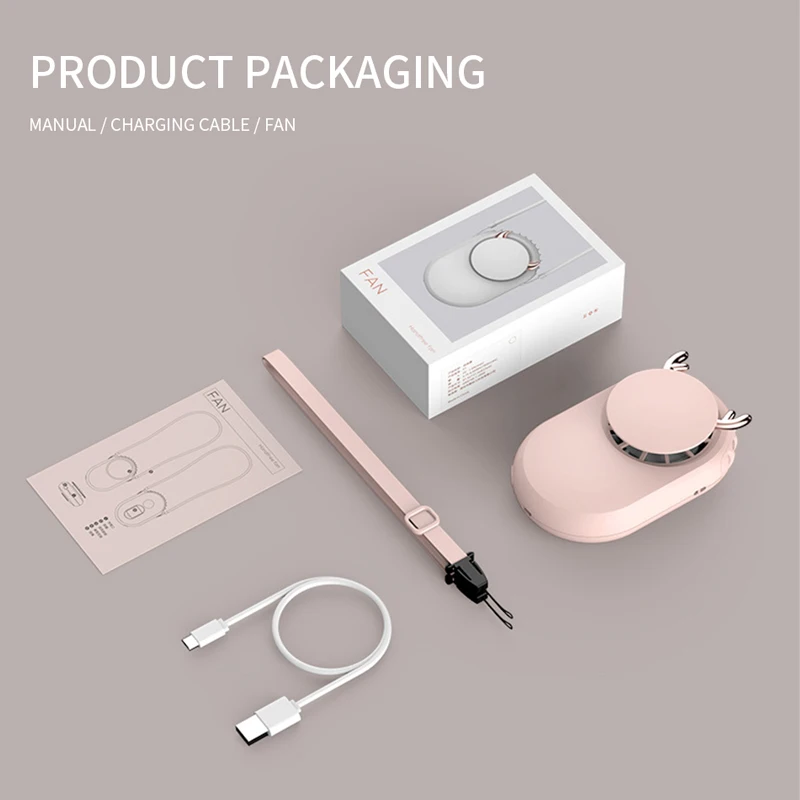 Портативный Электрический мини вентилятор USB Перезаряжаемый подвесной кулер для