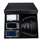 Ремень мужской из натуральной воловьей кожи с автоматической пряжкой, 3,5 см