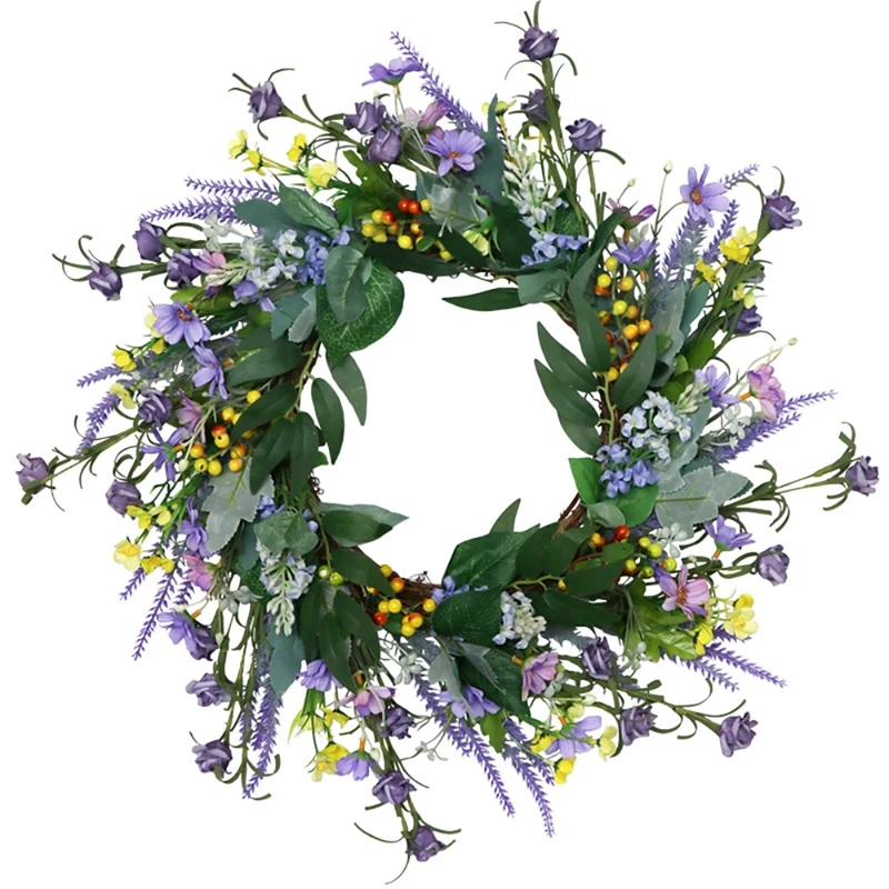 

20 Inches Front Door Wreath Artificial Wreath for Wall Window Room Farmhouse Indoor Outdoor Decoration
