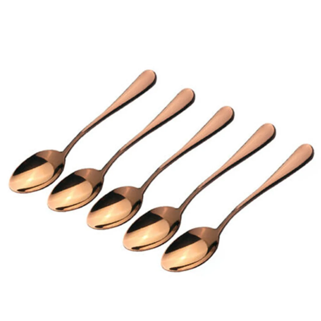 

5Pcs Teaspoons Spoon Stainless Steel Spoons Coffee Spoon Rose Gold 13.7x 3.3cm