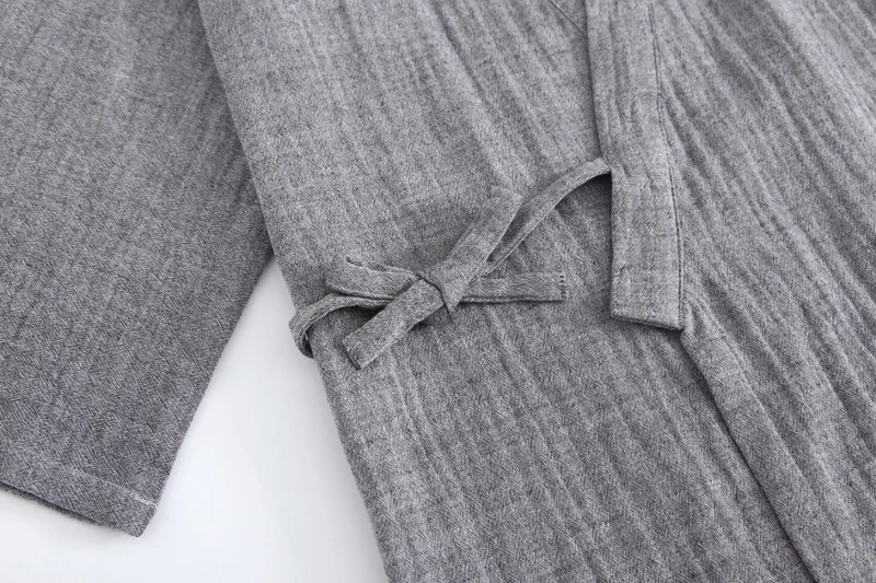 Cotton Kimono Pink Solid V Neck Pajamas Pijama Hombre Verano Japanese Robe Kimono Vintage Roomwear 2 Piece Pajama Set