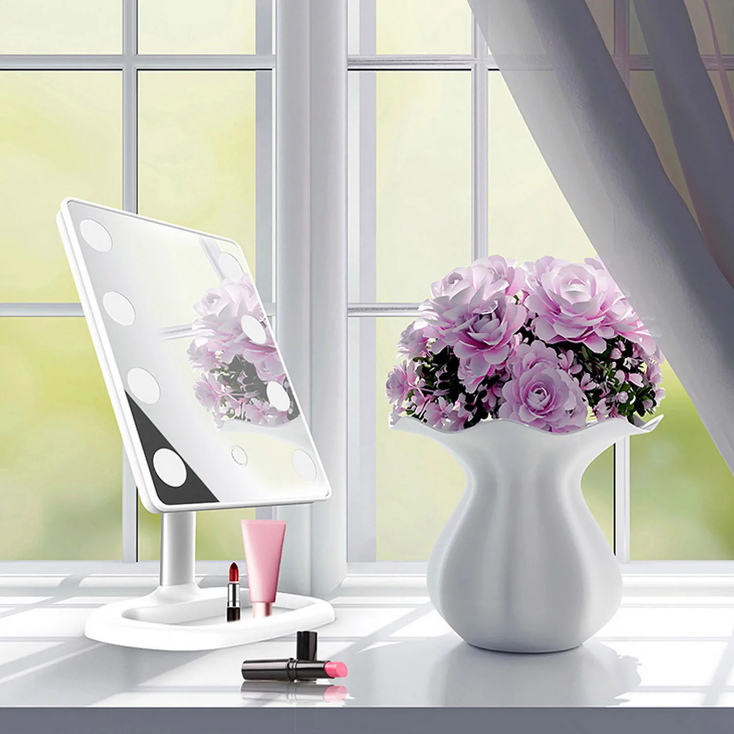 Косметическое зеркало регулируемый светодиодный 8 ламп 2020|Зеркала для макияжа| |