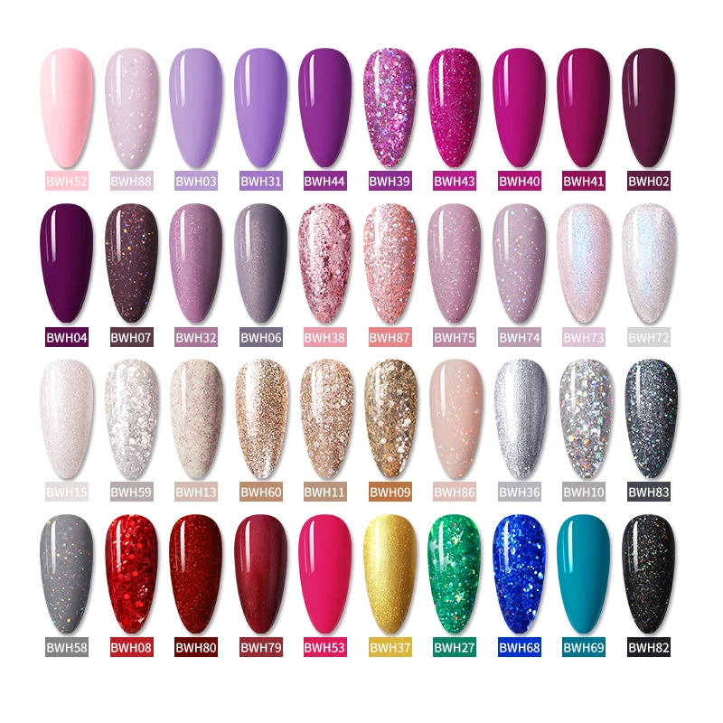 

BORN PRETTY Purple Color Gel Nail Polish Glitter UV LED Gel Vernish Semi Permanent Nail Art Manicure Need Matt Base Top Coat
