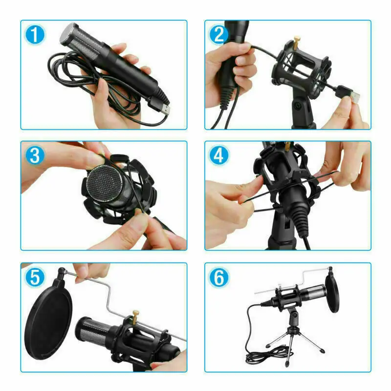 Конденсаторный USB-микрофон Трипод игровой анкерный микрофон для записи аудио и