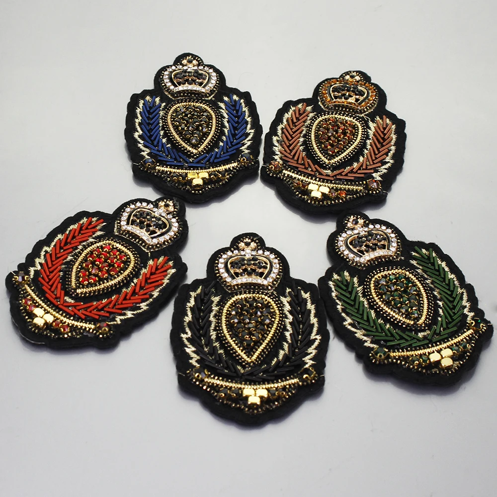 Индийские шелковые нашивки с короной украшенные бисером кристаллами мужская