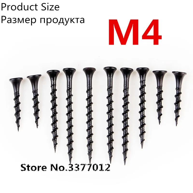 10 шт./лот саморезы с плоской головкой черные закаленные винты потайной M4 шурупы