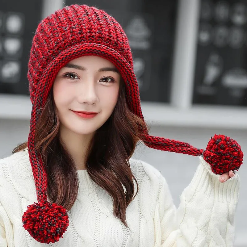 Женская трикотажная Шапка-бини с помпоном для езды на велосипеде и бега |