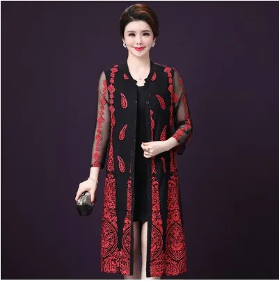 Офисное китайское стильное винтажное женское платье с вышивкой среднего