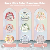 3pcs kids baby bandana bibs cute cartoon waterproof long sleeves cotton bibs infant feeding children drawing apron