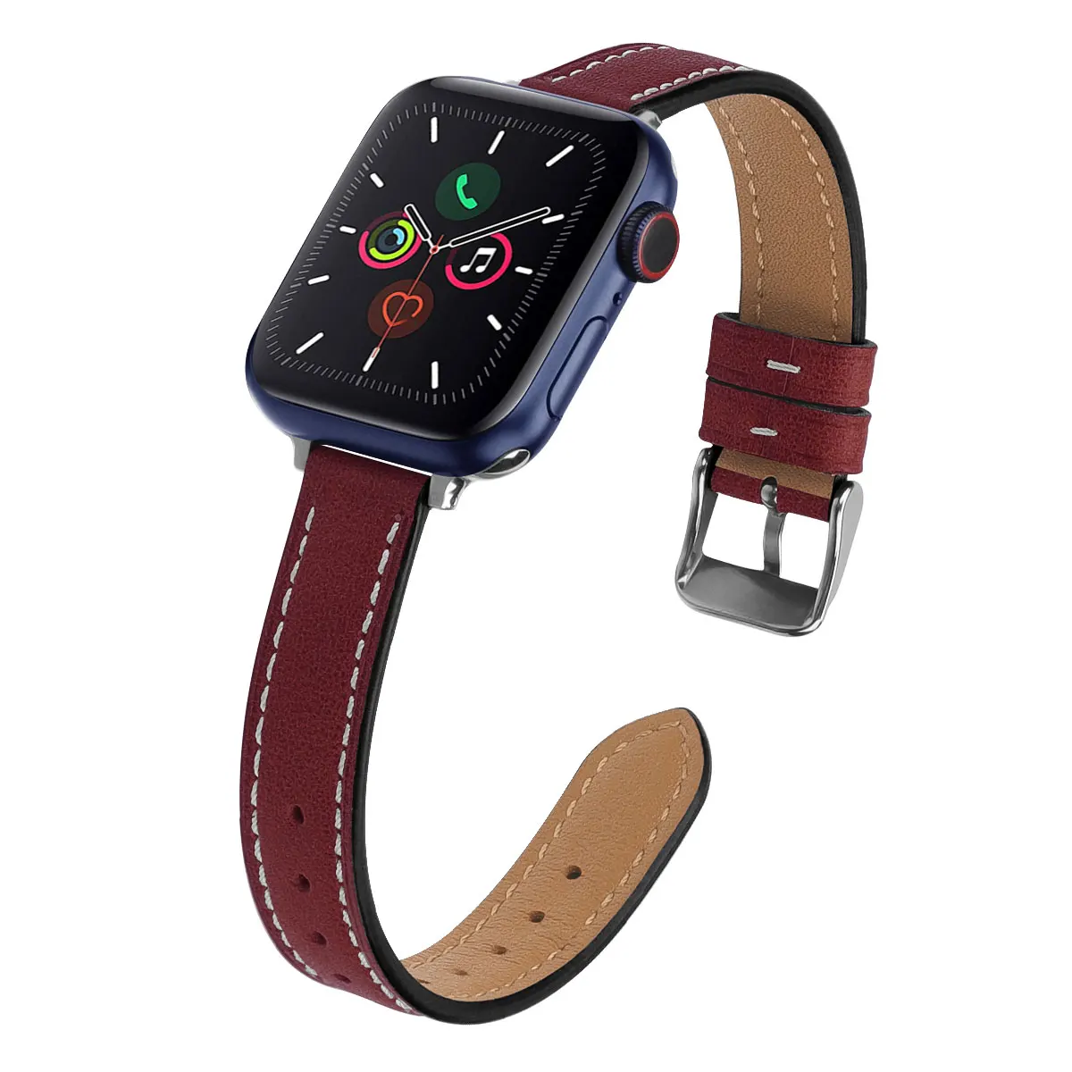 

Ремешок GOOSUU для apple watch 7 6 se 40 42 44 мм, тонкий кожаный браслет для iwatch series 5 4 3 38 мм 45 мм, женский браслет на запястье