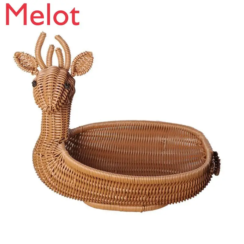 

High-Grade Luxury Creative Rattan-like Woven Animal Fruit Storage Basket Fruit Plate Storage Basket Nut Snack Decorative Basket