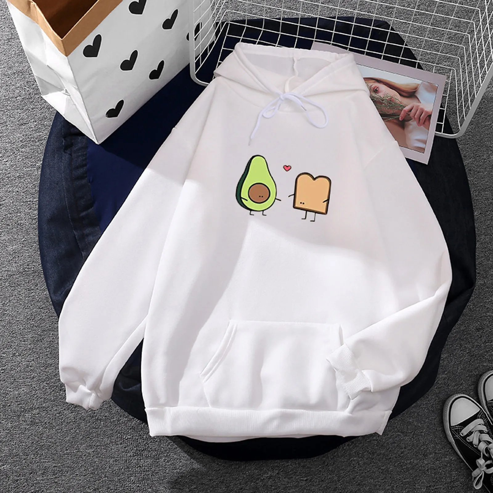 2021 Women's Kawaii Hoodie Casual Printed Top Long Sleeve Loose Hooded Sweatshirt Top With Pocket Autumn Streetwear sudadera