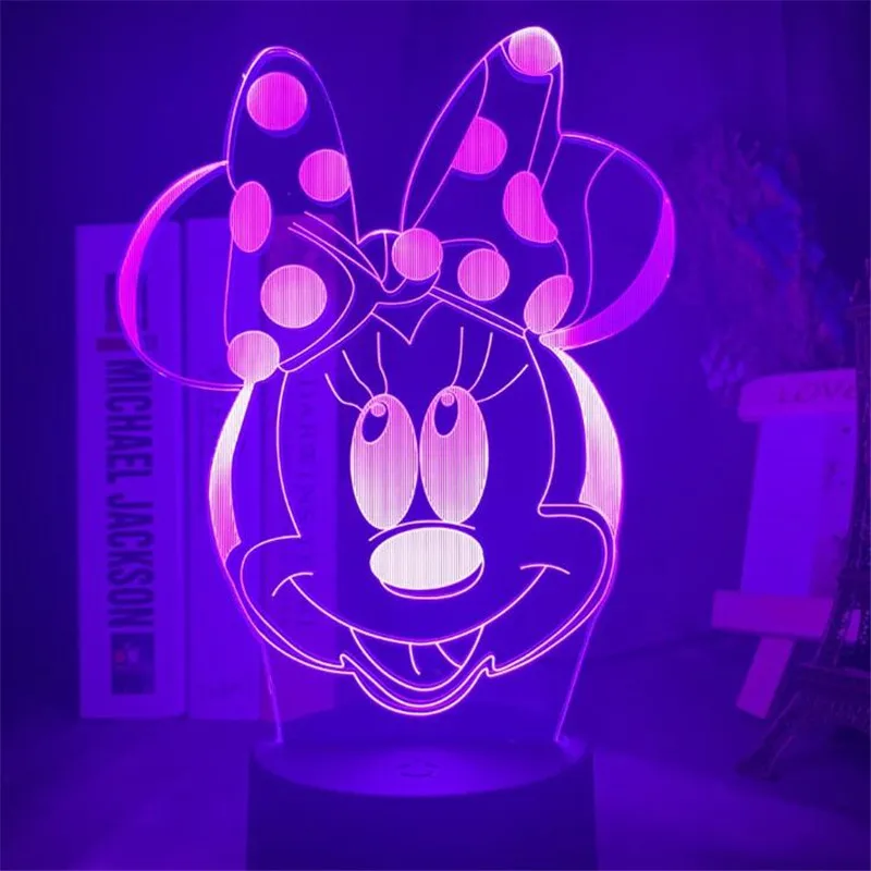 Светодиодсветодиодный лампа Минни Микки Маус из мультфильма Disney ночсветильник