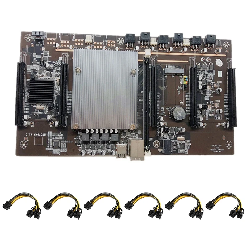 

BTC Mining Motherboard+6X8Pin to Dual 8Pin Cable LGA 2011 DDR3 Supports 32G 60mm Pitch Support RTX3060 Card for Mining